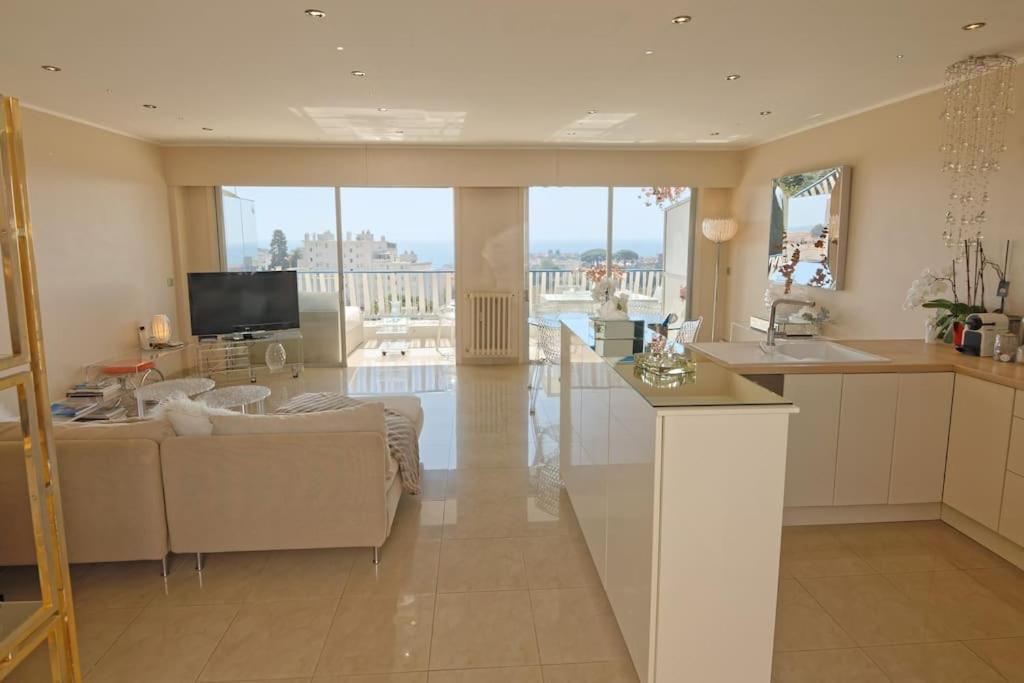 CANNES Vue Mer的厨房或小厨房