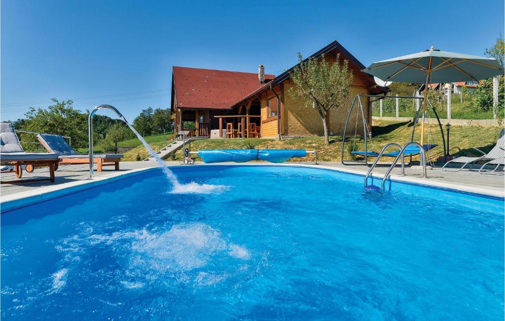 RadakovoStunning Home In Radakovo With Outdoor Swimming Pool的一个带喷泉的大型游泳池