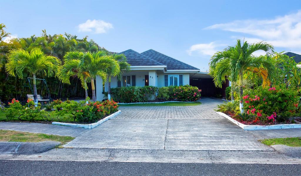 RichmondNATURE'S CHOICE HOME RICHMOND PALMS, JAMAICA的棕榈树房屋和车道