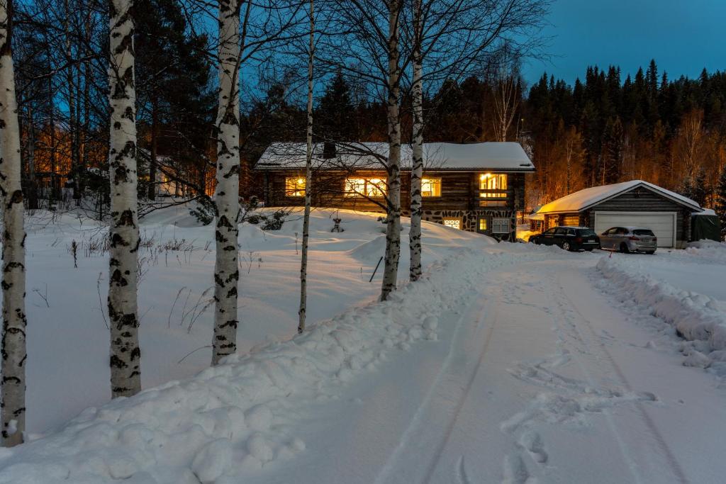 罗瓦涅米A room (or 2 or 3) in a Lapland House of Dreams的雪中的一个小木屋