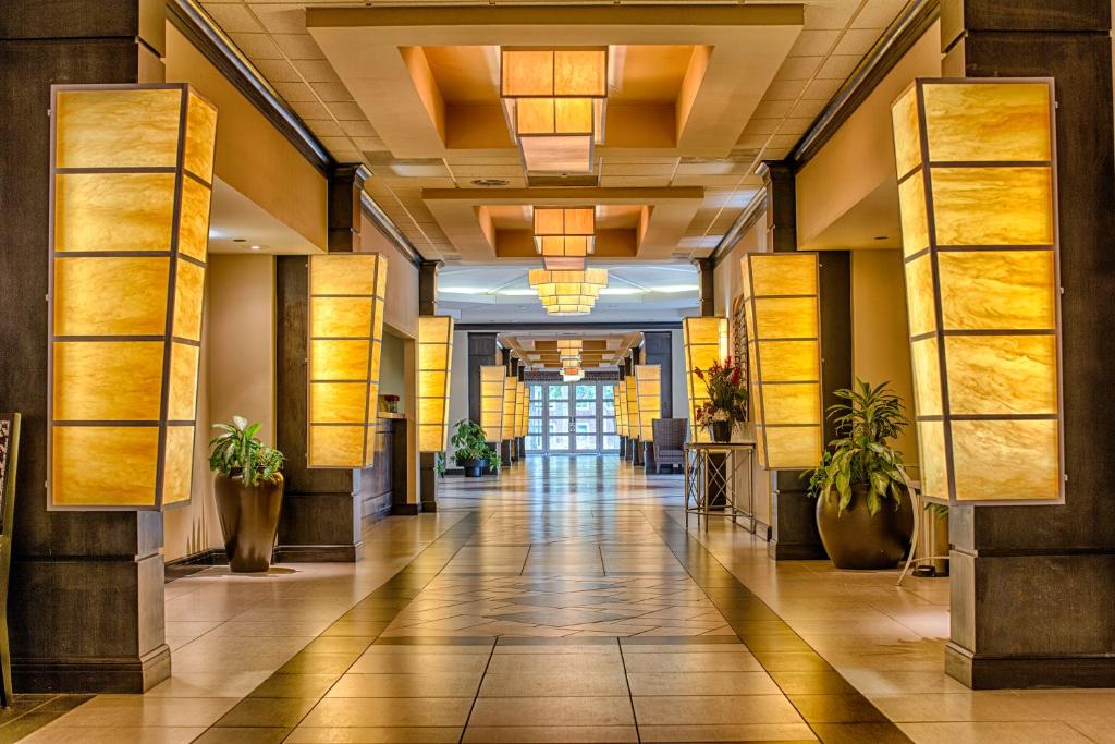 塔斯卡卢萨凯普斯酒店的走廊位于酒店,设有大堂