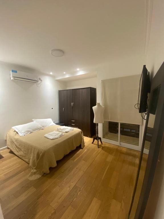 圣达菲Excelente Departamento a 10 cuadras de Bv的一间卧室配有一张床和一台平面电视