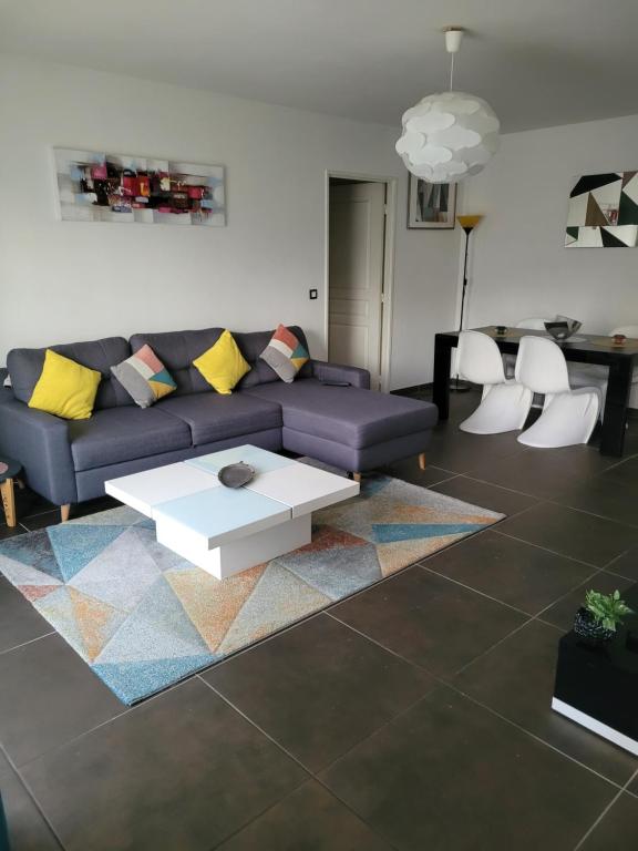 里昂Appartement privée Lyon 3的客厅配有沙发和桌椅