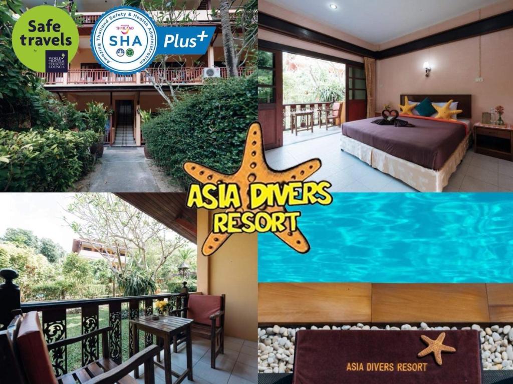 涛岛Asia Divers Resort的星标的酒店客房照片拼贴