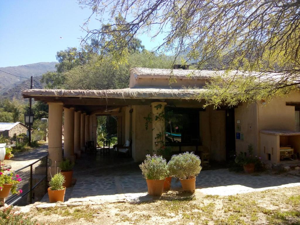 卡奇Casa de Campo La Paya的前面有盆栽植物的房子
