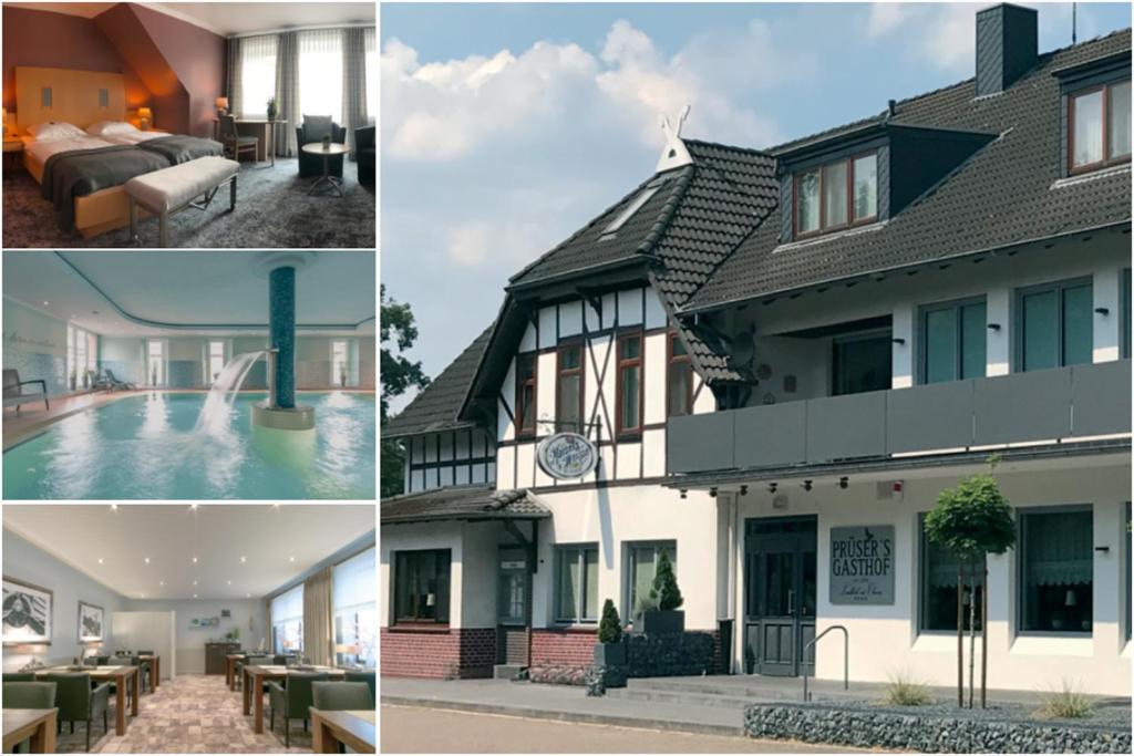 Hellwege普吕泽尔客栈酒店及餐厅的房屋三张照片的拼贴