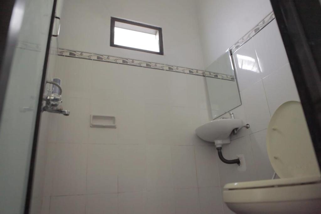 巴图Villa petit Tour的白色的浴室设有卫生间和窗户。