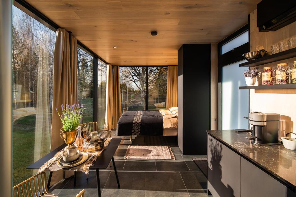 ÖÖD Hötels Roosisaare – with sauna的厨房或小厨房