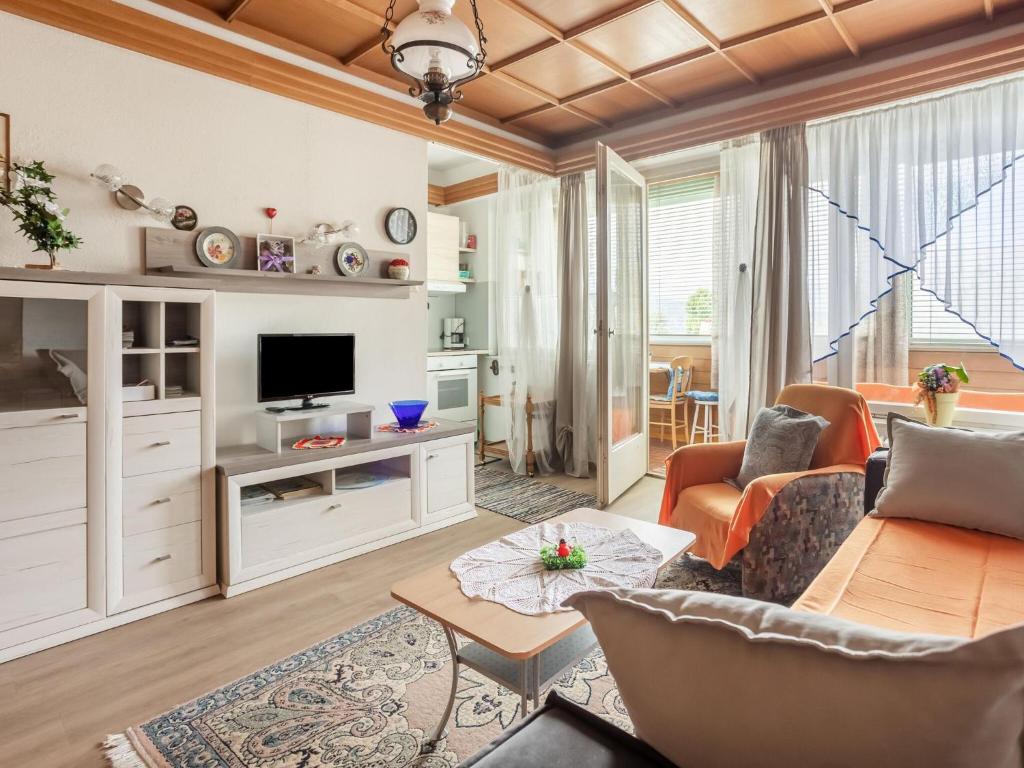 泰奇尔斯伯格阿沃斯Apartment in Carinthia on Lake Woerthersee的客厅配有沙发和桌子