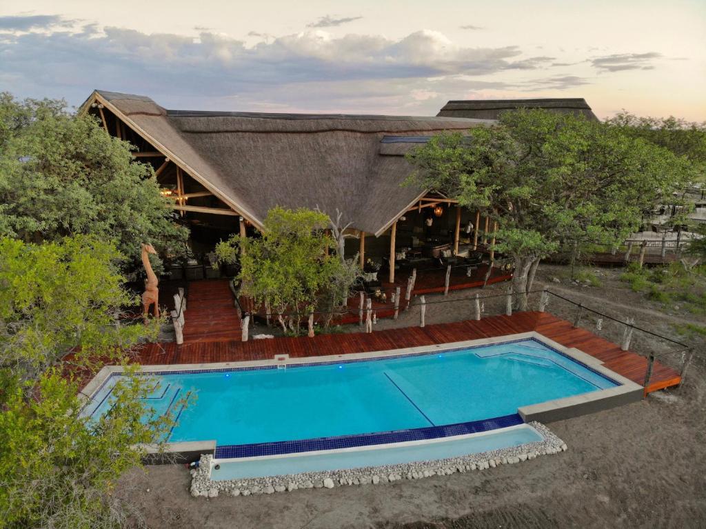 奥考奎约Etosha Oberland Lodge的一座带游泳池的房子的图象