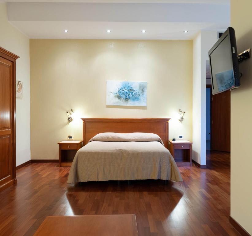 Bagnoli del Trigno多莫斯酒店的一间卧室配有一张床和一台平面电视