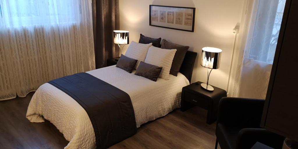 伯尔尼斯多帕斯民宿的一间卧室配有一张大床和两盏灯