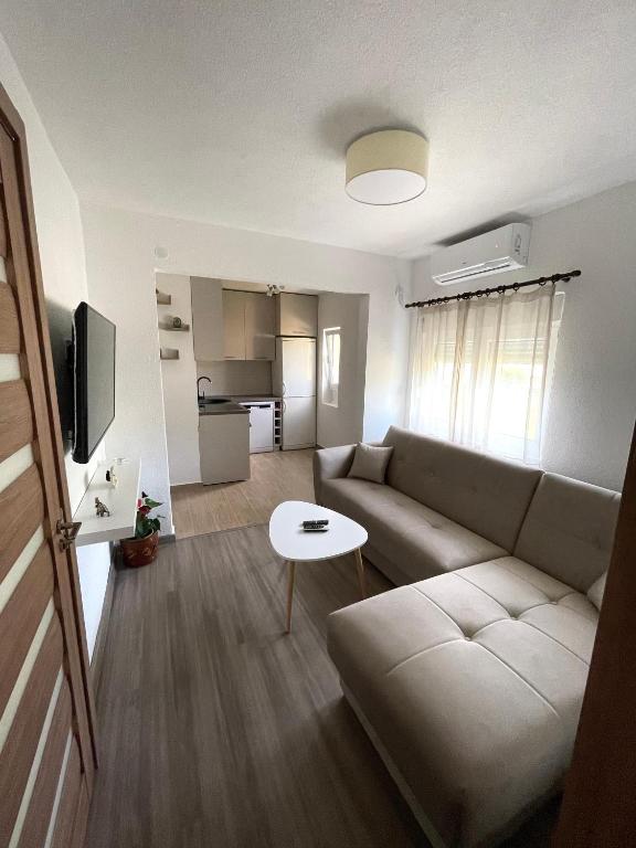 赫尔采格诺维Apartman Misovic的客厅配有沙发和桌子