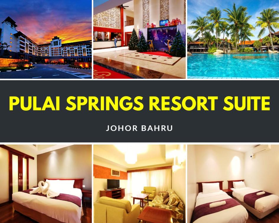 士姑来Amazing View Resort Suites - Pulai Springs Resort的一张带游泳池的度假村的四张照片拼贴