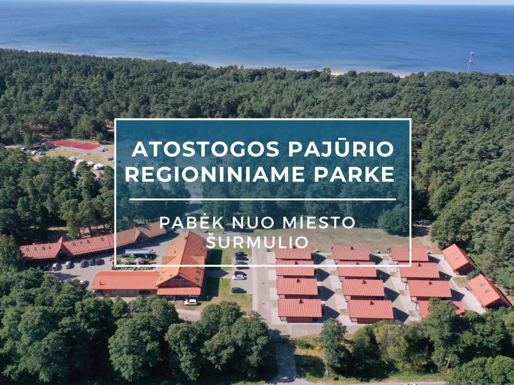 帕兰加Hotel Palanga Camping Compensa的araxos paulo区域膜公园的标志