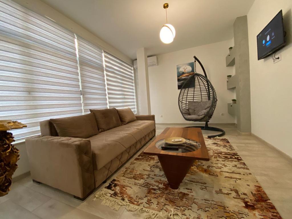新帕扎尔Koca Apartmani的带沙发和咖啡桌的客厅