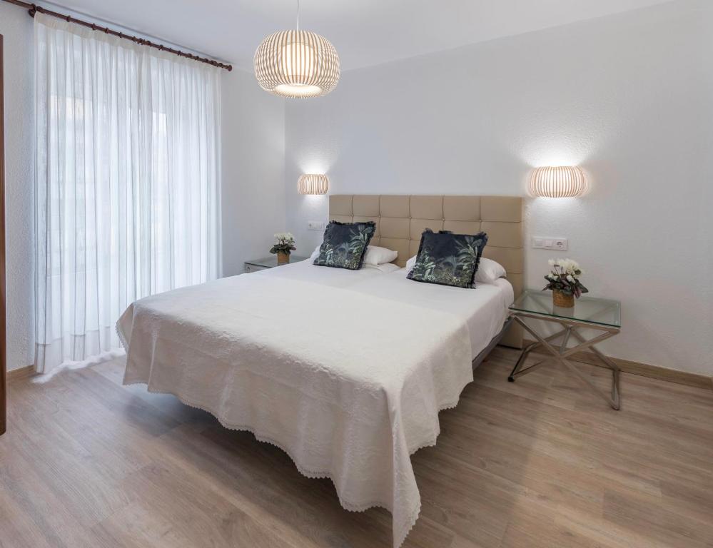 列尔加内斯Hotel Cantabrico的卧室配有一张带两个枕头的大白色床