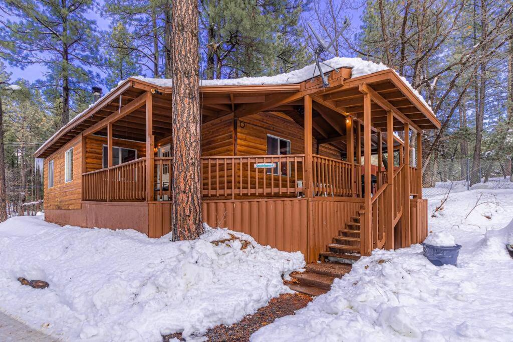 佩森Forest Cabin 7 Seventh Heaven的雪中树林中的小木屋