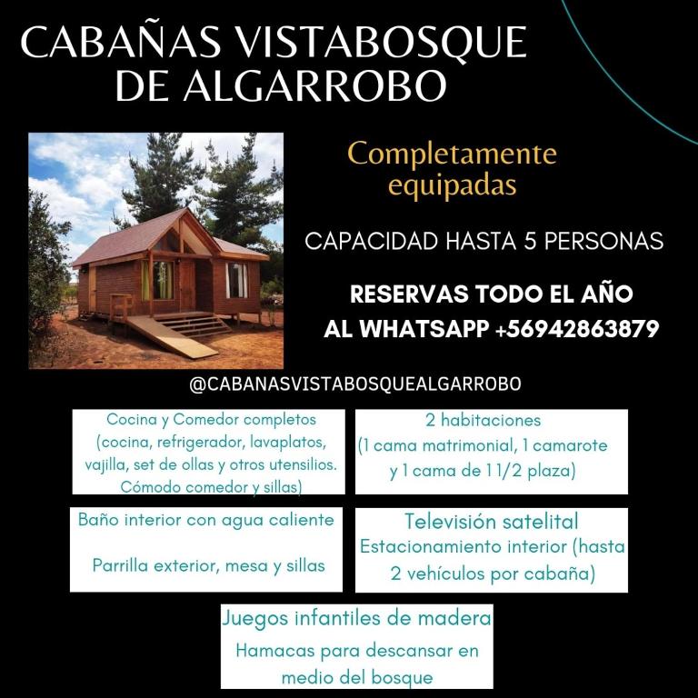 阿尔加罗沃Cabañas VistaBosque de Algarrobo的飞往algarve c的小屋的传单