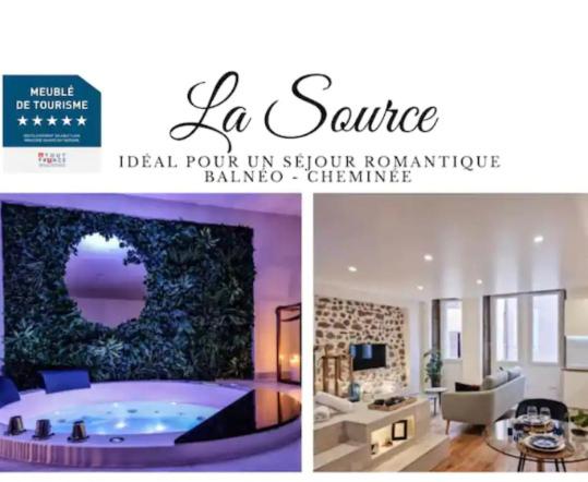 安锡Majord'Home Spa 5* - La Source Cœur Vieille Ville的一个房间两张相片的拼贴图,一个房间有一个浴缸