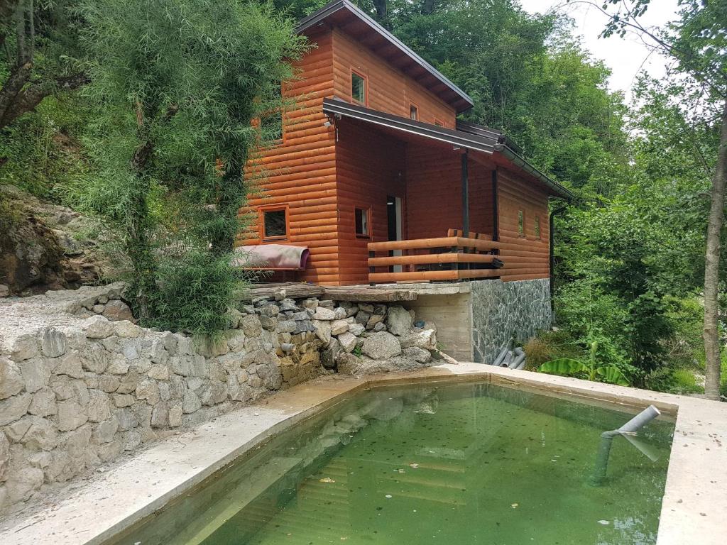 科尼茨Potok kuca sa bazenom的房屋前有游泳池的房子