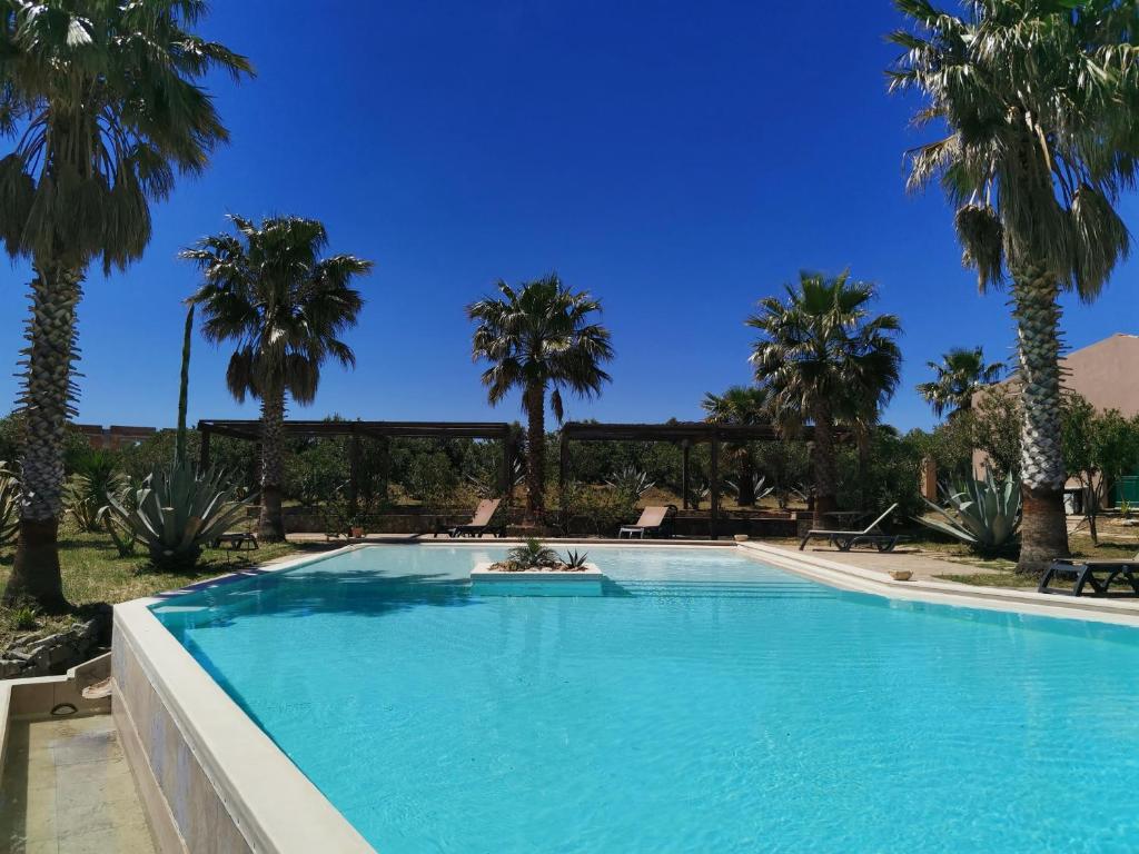 坎波菲利斯·迪·罗切La Masseria - Rainbow Hotel LGBT - Adults Only的一座棕榈树环绕的游泳池