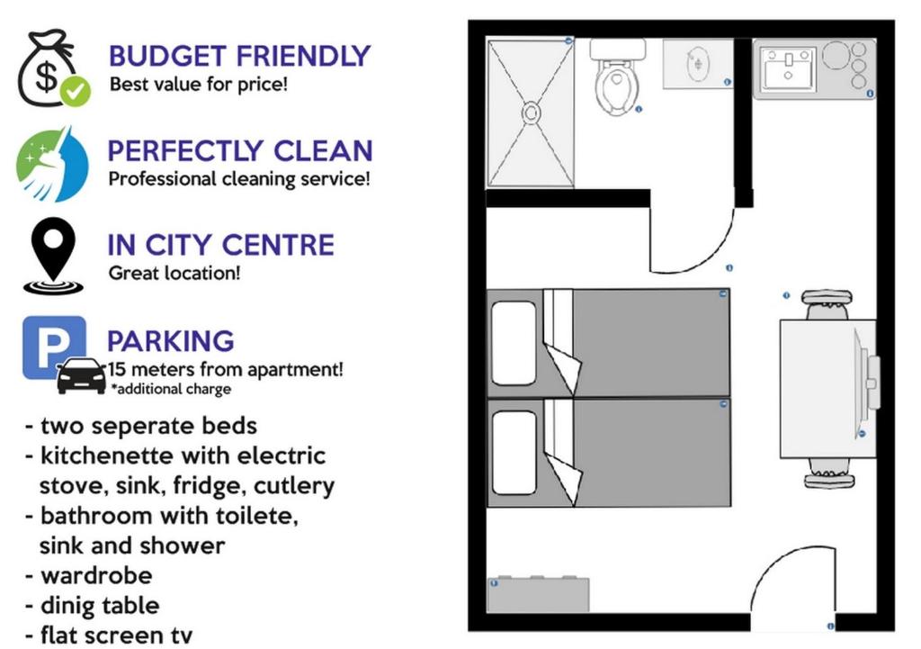 奥西耶克Budget Apartman LeLo Centar 3的一间卫生间的平面图