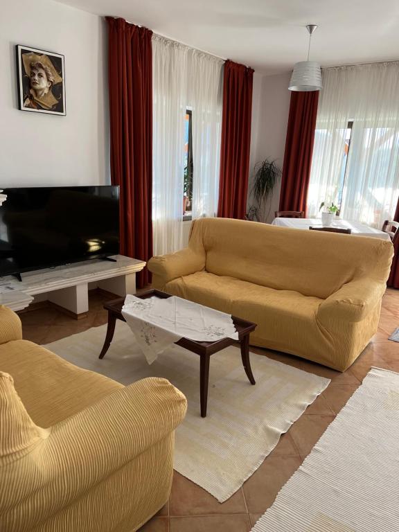 瑟切莱弗尼维亚旅馆的带沙发和电视的客厅