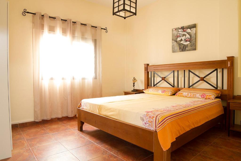 吉亚德伊索拉Tenerife Healing Garden的一间卧室设有一张大床和窗户