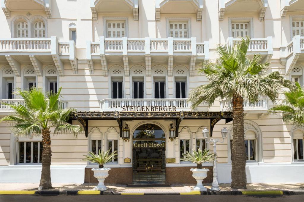 亚历山大亚历山大施泰根贝格尔塞西尔酒店的一座棕榈树建筑