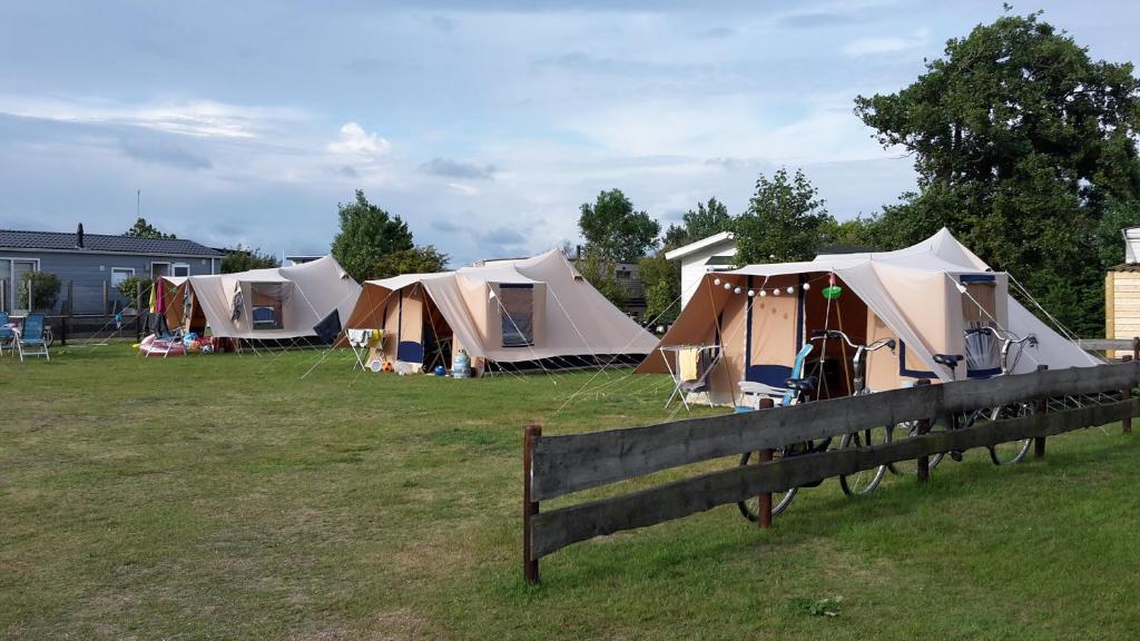 巴勒姆Ameland tentenverhuur ATV的一群有围栏的帐篷