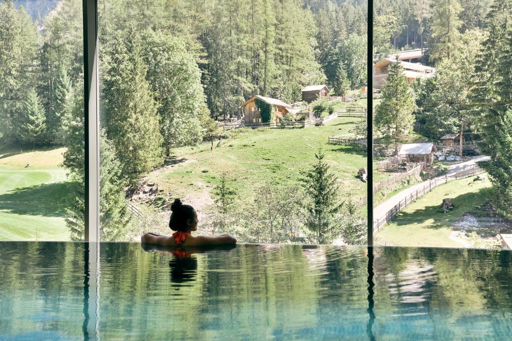 布兰德萨罗塔拉阿克提夫酒店的坐在玻璃窗户岩石上的黑鸟