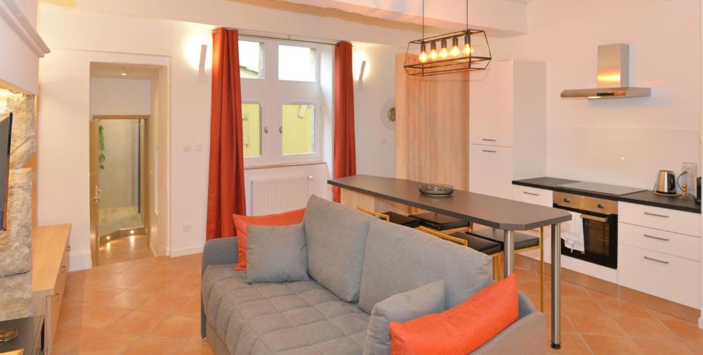 里昂Appart'Georges的客厅配有沙发和桌子