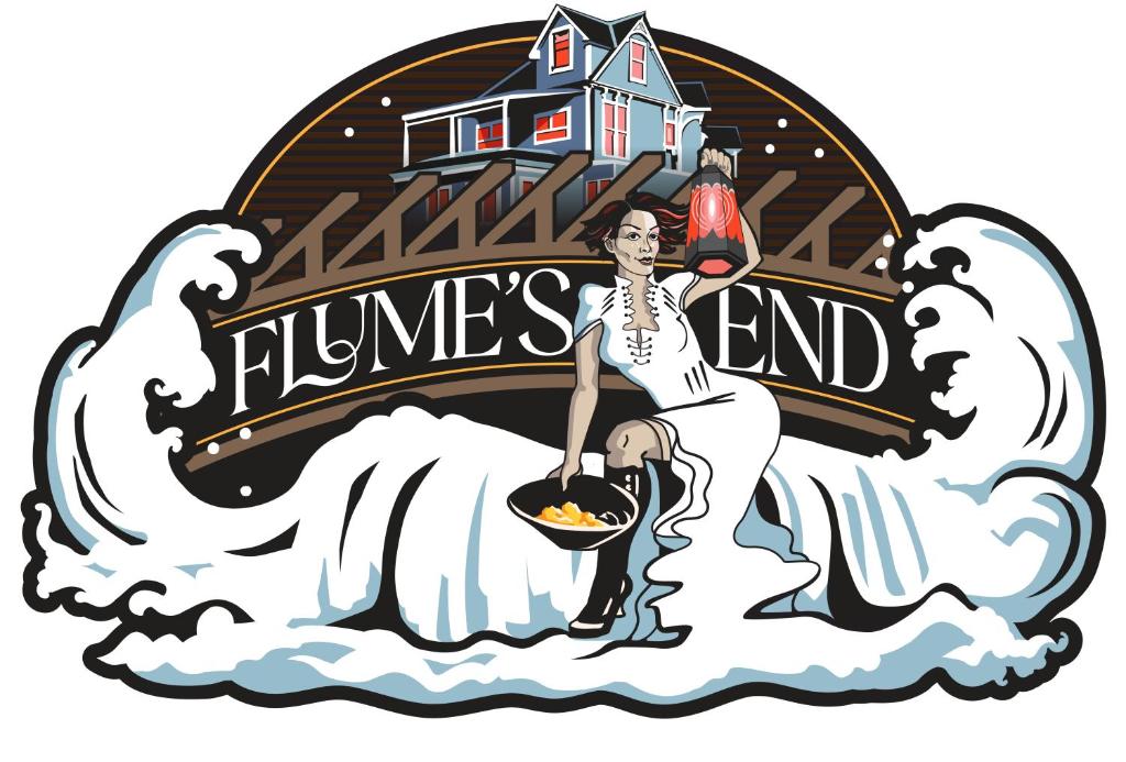 内华达城Flume's End的站在浪潮中,背着房子的女人