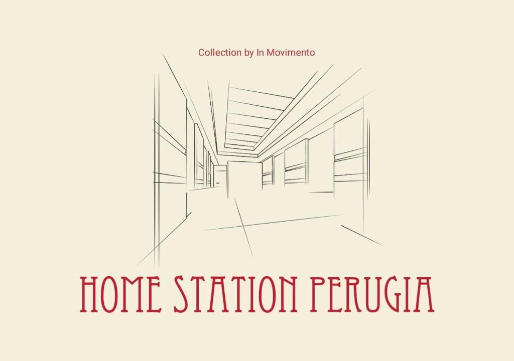 佩鲁贾Home Station Perugia的房屋插图中走廊的草图