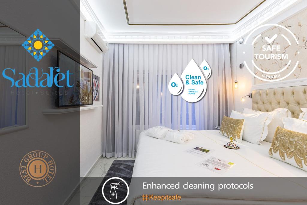 伊斯坦布尔Sadaret Suites Old City -Best Group Hotels的一间房间,里面设有一张白色的床