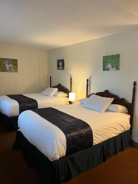 大急流城Itascan Motel的酒店客房,配有3张带白色床单的床