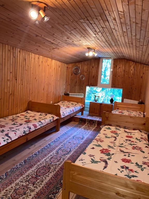 波罗维茨Villa Alexa的一间设有两张床的房间和一台电视机