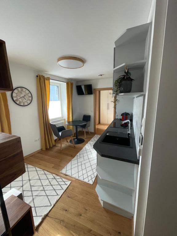 阿德蒙特Mini-Apartment Admont的厨房配有水槽和台面