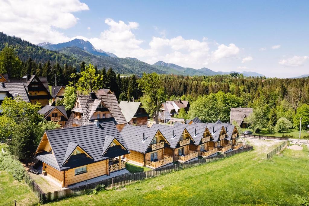 扎科帕内Osada Chłabówka Zakopane & SPA的山景小屋的空中景致