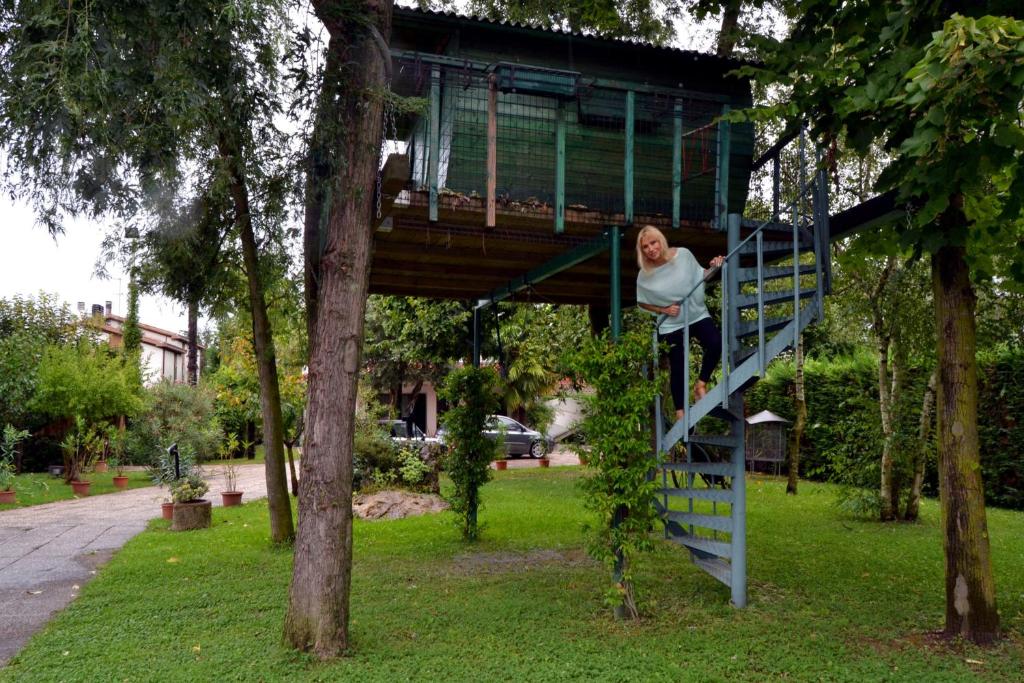 梅斯特苏拉贝罗之家住宿加早餐旅馆的一个人爬上树屋