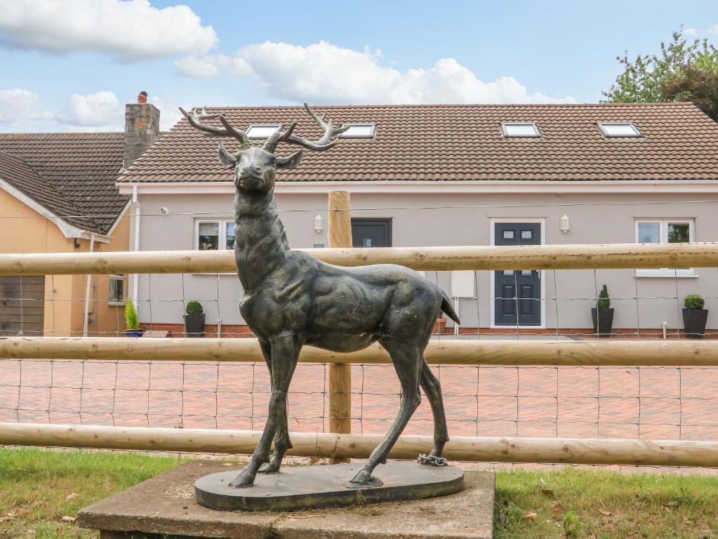 道利什Sawtons Cottage 1的 ⁇ 前的鹿雕像