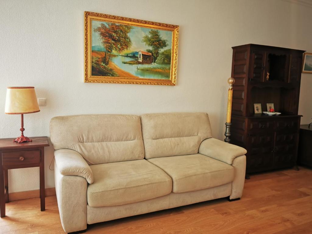 锡尼什Gustavo's Place的客厅配有沙发和墙上的绘画