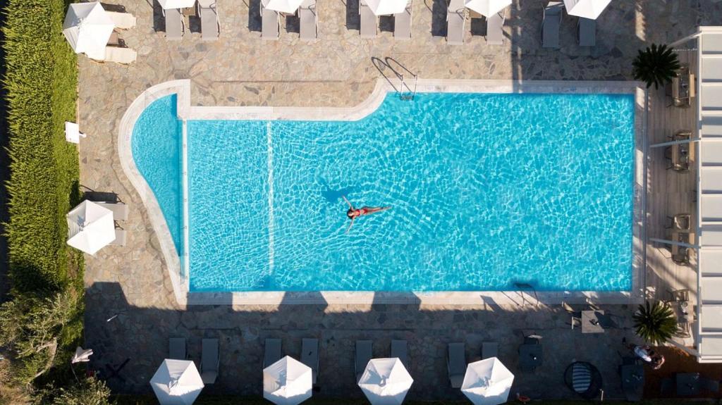 斯达林TEREZAS HOTEL的大型游泳池的顶部景色