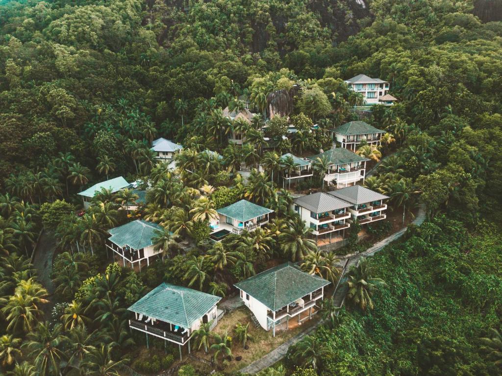 马埃岛贝拉扎尔区瓦莫尔温泉度假酒店的丛林中度假村的空中景观