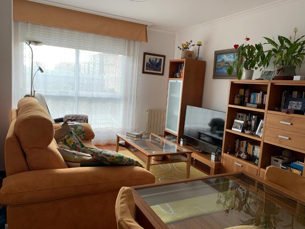 维戈Apartamento Conchita的带沙发和咖啡桌的客厅