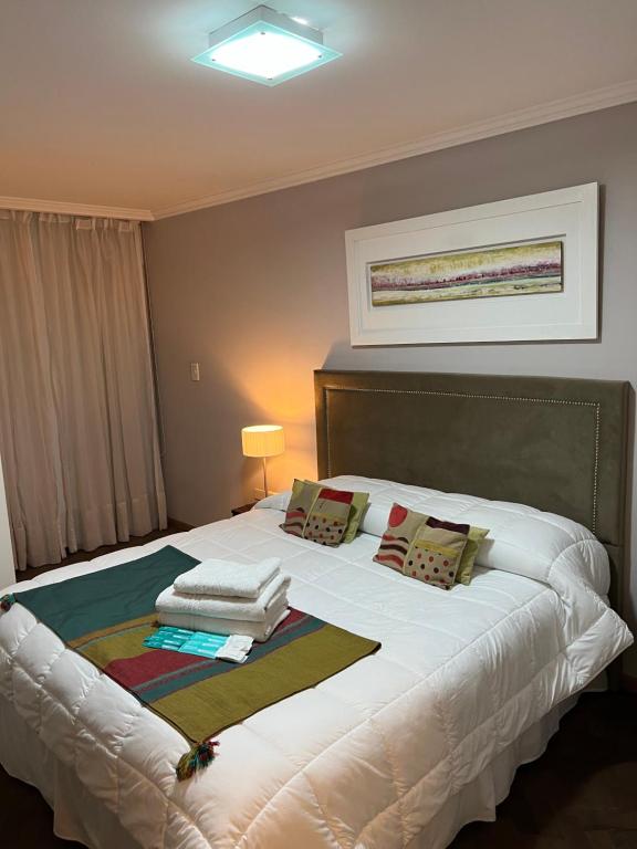 科尔多瓦Comfort Center Inn的卧室配有带枕头的大型白色床