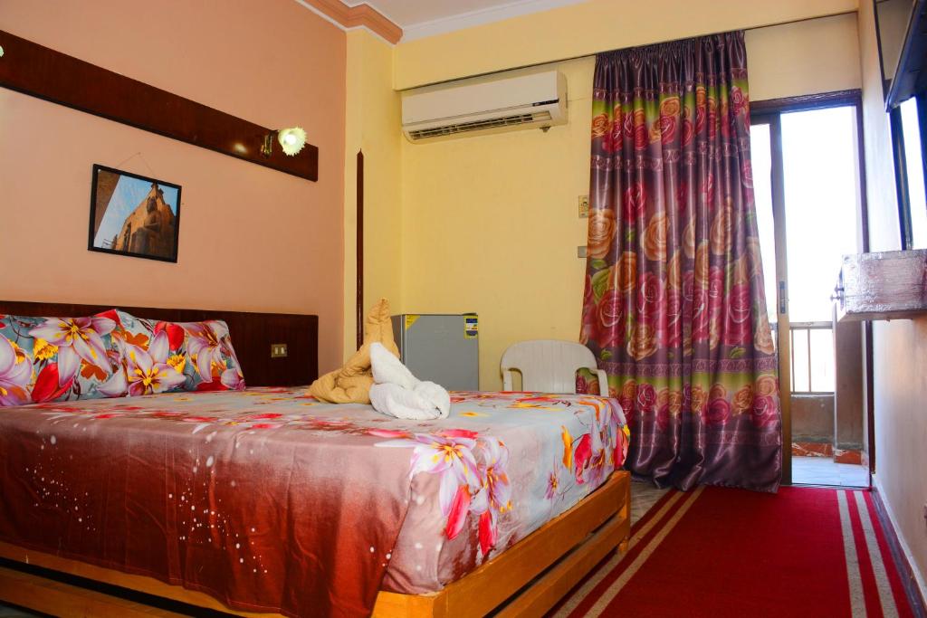 卢克索Shady Hotel Luxor的一间卧室设有一张床和一个窗口
