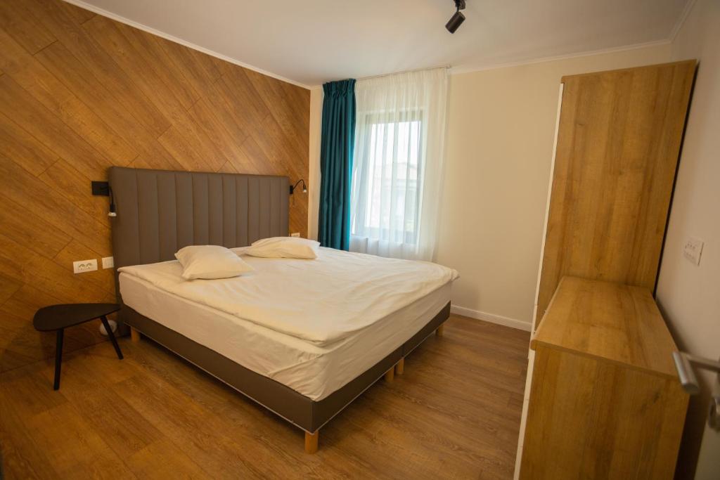 雅西Oliv Residence的一间卧室设有一张床和一个窗口