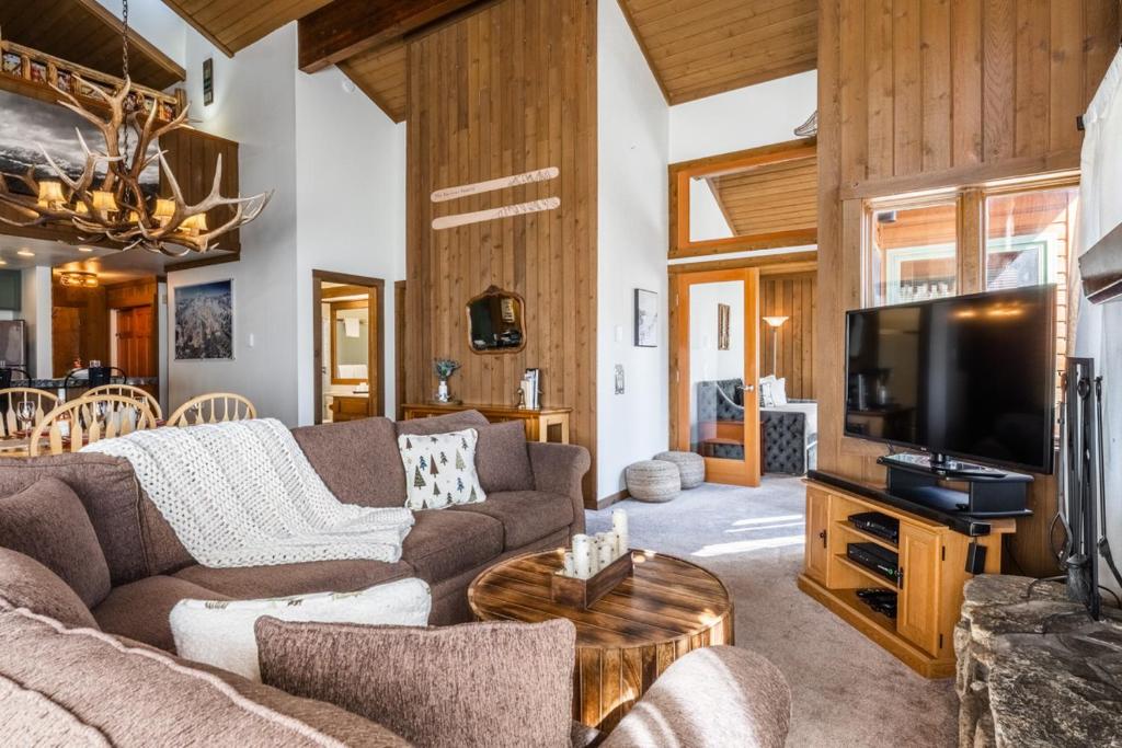 马姆莫斯湖Mountainback 19的带沙发和电视的客厅